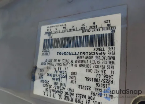 1996 Mazda B3000 Cab Plus из США, поврежденный, VIN 4F4CR16U7TTM02451